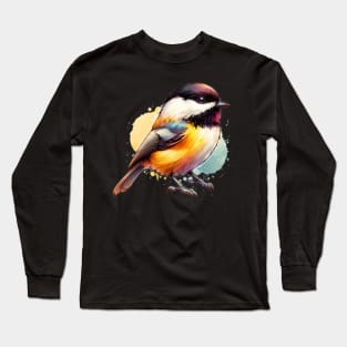 Watercolor Carolina Chickadee Long Sleeve T-Shirt